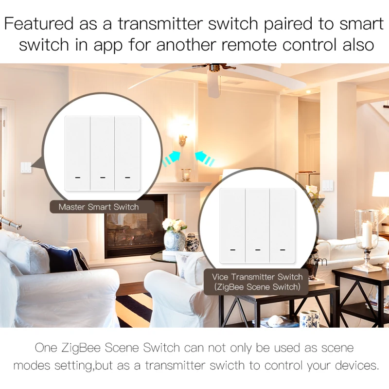 Tuya ZigBee Wireless Scene Switch Push Button Controller Smart Home Automation Scenario Smart Life 1-3 Gang smart switch smart switch module