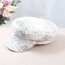 Ретро Шерсть "твид" смешанные черно-белые клетчатые армейские кепки в школьном стиле осенние шляпы для женщин модная повседневная одежда для путешествий