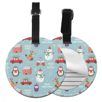 

NOISYDESIGNS Christmas Snowman Fox Luggage Tags Name Address ID Holder Suitcase Baggage Lable Travel Tag Accessories Men Women