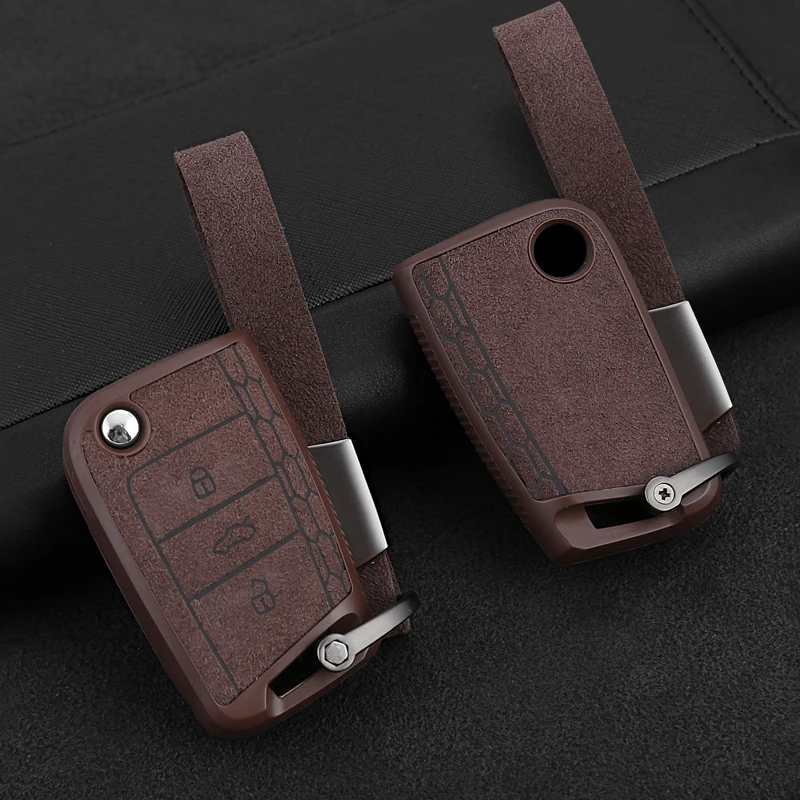 

Plastic+Leather Car Key Case Cover For VW Golf 7 mk7 Tiguan MK2 Polo 2019 Seat Ibiza Leon FR 2 Altea Aztec For Skoda Octavia A7
