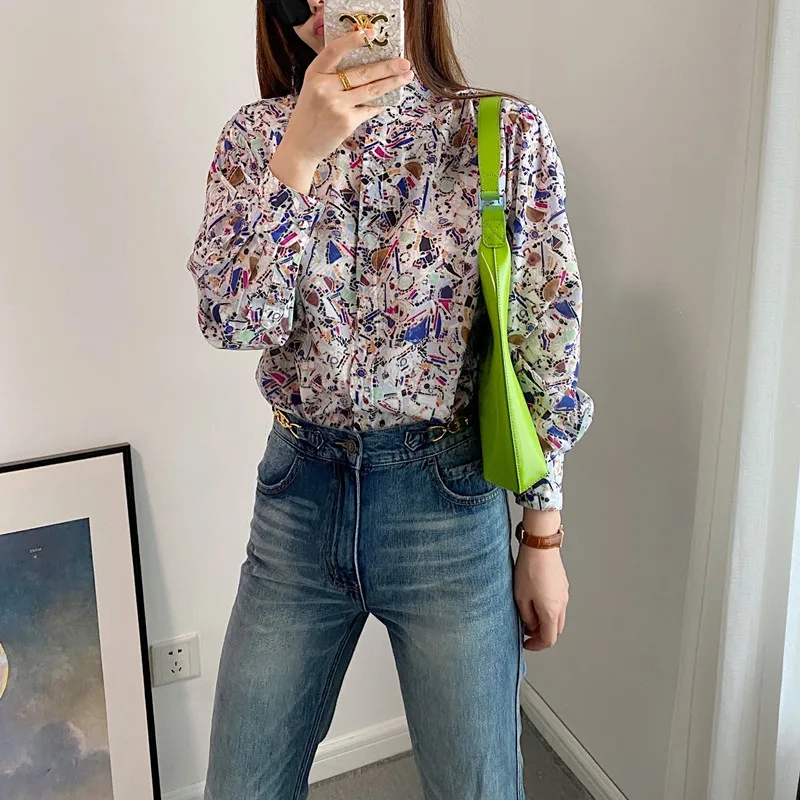 Geometric print Women's Shirt 2020 New Autumn and
