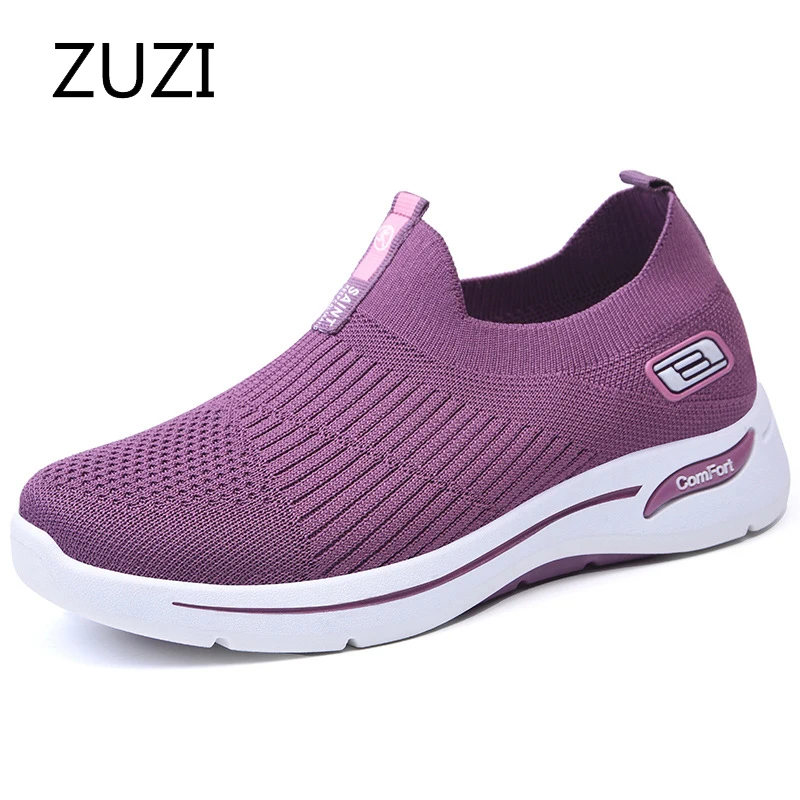 ZUZI-zapatillas de deporte de malla para mujer, zapatos deportivos de suela blanda a la moda, de comercio exterior, informales, para mamá, primavera 2021