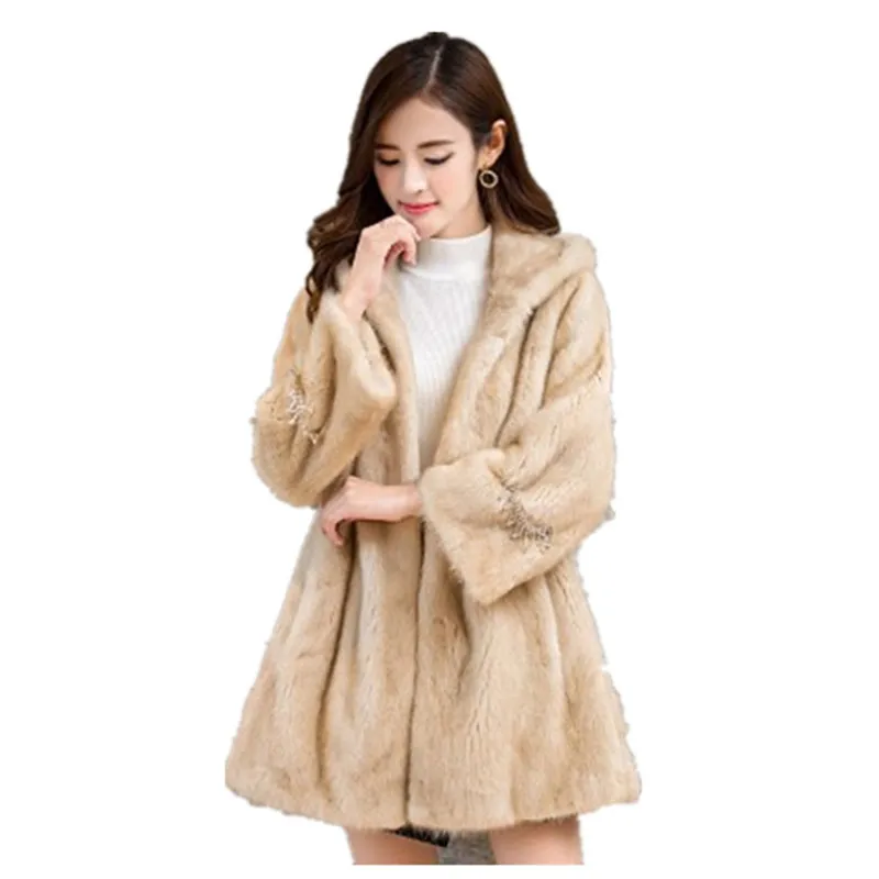Женское длинное пальто из меха норки искусственного зима 2019 | Женская одежда
