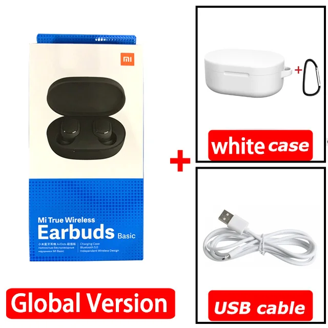 Global cable white Оригинальные беспроводные bluetooth-наушники Xiaomi Air Dots, оригинальные наушники Xiaomi с поддержкой Xiao Ai Redmi AirDots, bluetooth-наушники - Цвет: Global cable white