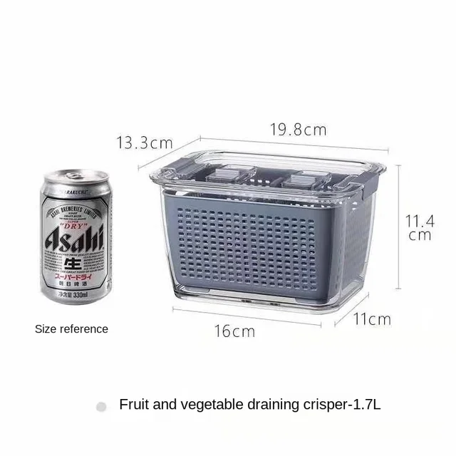 New Refrigerator Fresh Box Creative Drain Fruit And Vegetable Storage Box Double Sealed Kitchen Drain Basket M