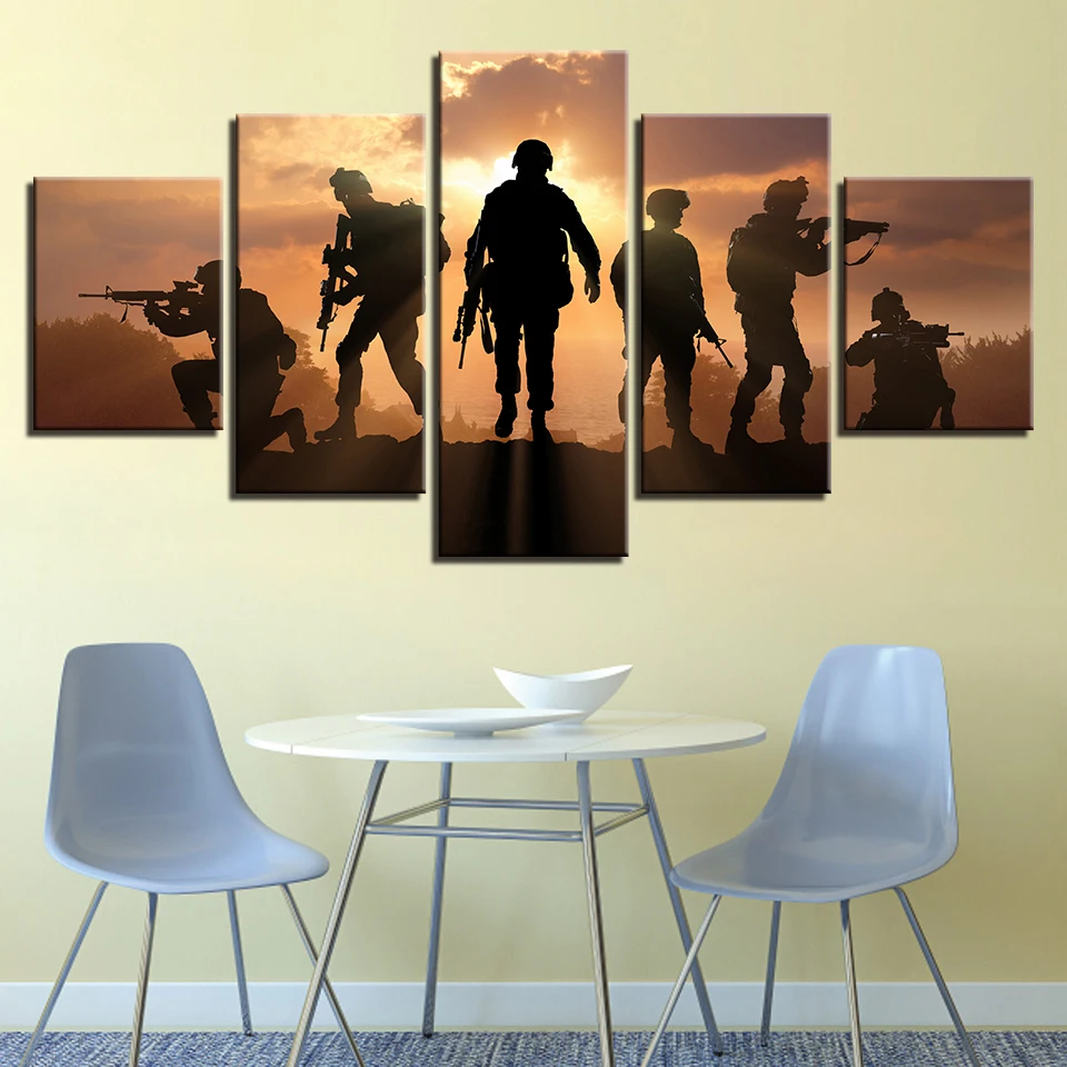 Modern Home Decor Wall 5 Pieces Dusk Landscape American Soldier Paintings HD Prints Poster Living Room Canvas Pictures Art Frame | Дом и сад