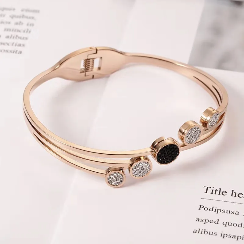 OUFEI Rose Gold Elegant Bracelet Femme Stainless Steel Jewelry Woman Charms Cuff Bracelets Bangles For Women Free Shipping - Окраска металла: Rose gold