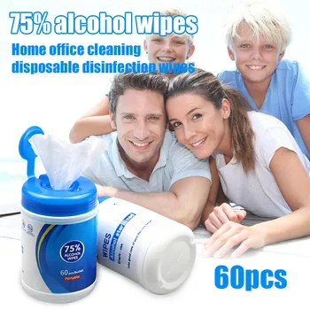 

60PCS Alcohol Wet Wipe Disposable Disinfection Car Home Cleaning Wet Wipes Hand Portable Wipe Antiseptic Skin Cleaning