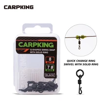 

CARPKING 8pcs Quick Change Flexi Ring QC Kwik Swivels Chod Ronnie Rig Swivels with Ring Hook Size 7 Carp Fishing Accessories