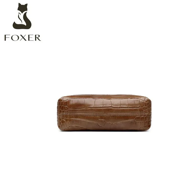 FOXER женская сумка из натуральной кожи модная сумка из воловьей кожи с узором «крокодиловая кожа» роскошные сумки женские сумки дизайнерские сумки известный бренд wome