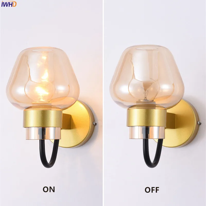 Iron Modern Nordic Wall Lamps Glass Lampshade Wall Lights Creative Wandlamp Bedroom Light Fixtures For Home Decoration Bar Cafe (11)
