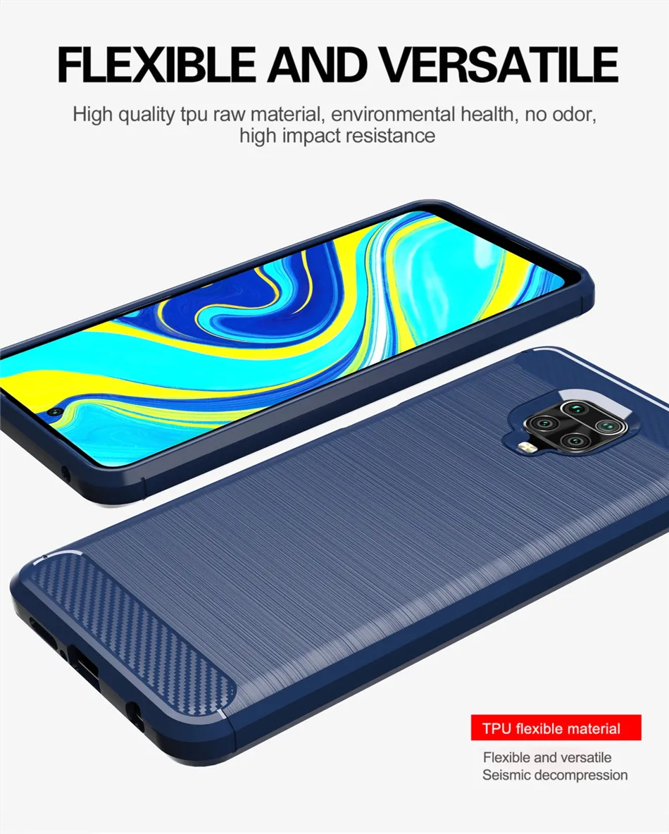 Whyes Soft Silicone Case For Xiaomi Redmi Note 9 Pro Max Note 9 Carbon Fiber ShockProof TPU Cover For Xiaomi Redmi Note 9S Case xiaomi leather case cover