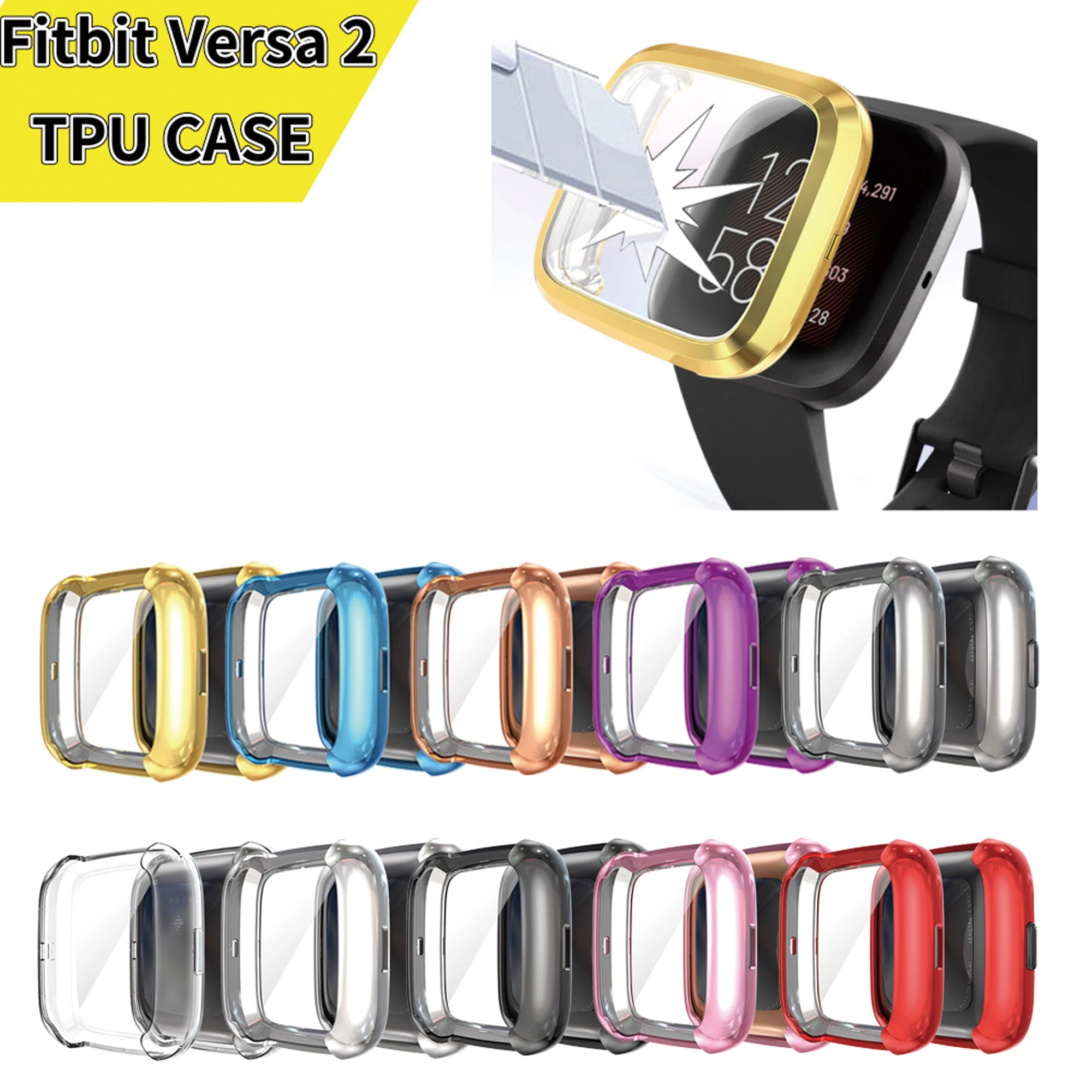 

2020 New TPU Cases for Fitbit Versa 2 Band Smart Watch Full Screen Protective Fitbit Versa 2 Cover Versa2 Lite Cases Accessories