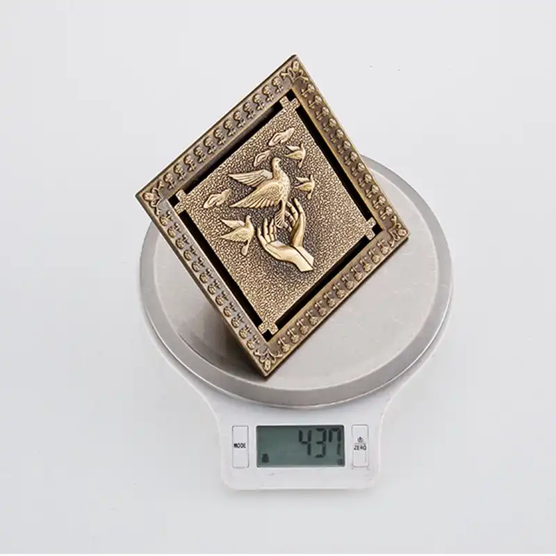 shower drain 12x12cm antique solid brass floor drain cover