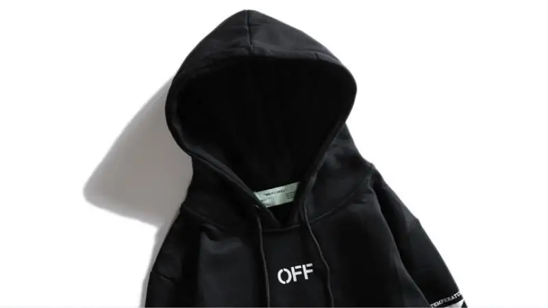 Косая полоска 19ss Off-White OW температурная Мужская Женская Осенняя зимняя Модная хлопковая Повседневная Свободная Толстовка с капюшоном