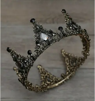 

Black Tiara Bridal Crowns Retro Rhinestones Vintage Wedding Crystal Hair Jewelry Baroque Headband Royal