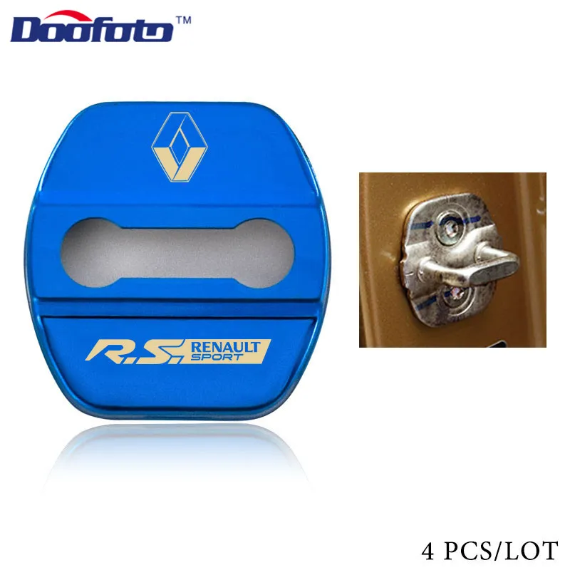 Doofoto 4x автомобильный чехол с замком на дверь, защитный чехол для Renault Sport Duster Megane 2 Clio Fluence Logan, аксессуары для стайлинга - Цвет: Style 2 Blue