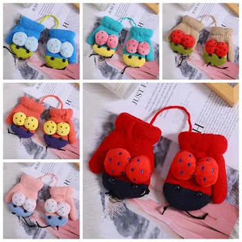 

Winter Full Finger Rope Gloves Toddler Kids Mittens Cartoon Baby Mittens Wool Knitted Caterpillar Bag Gloves 1-4 Years Old