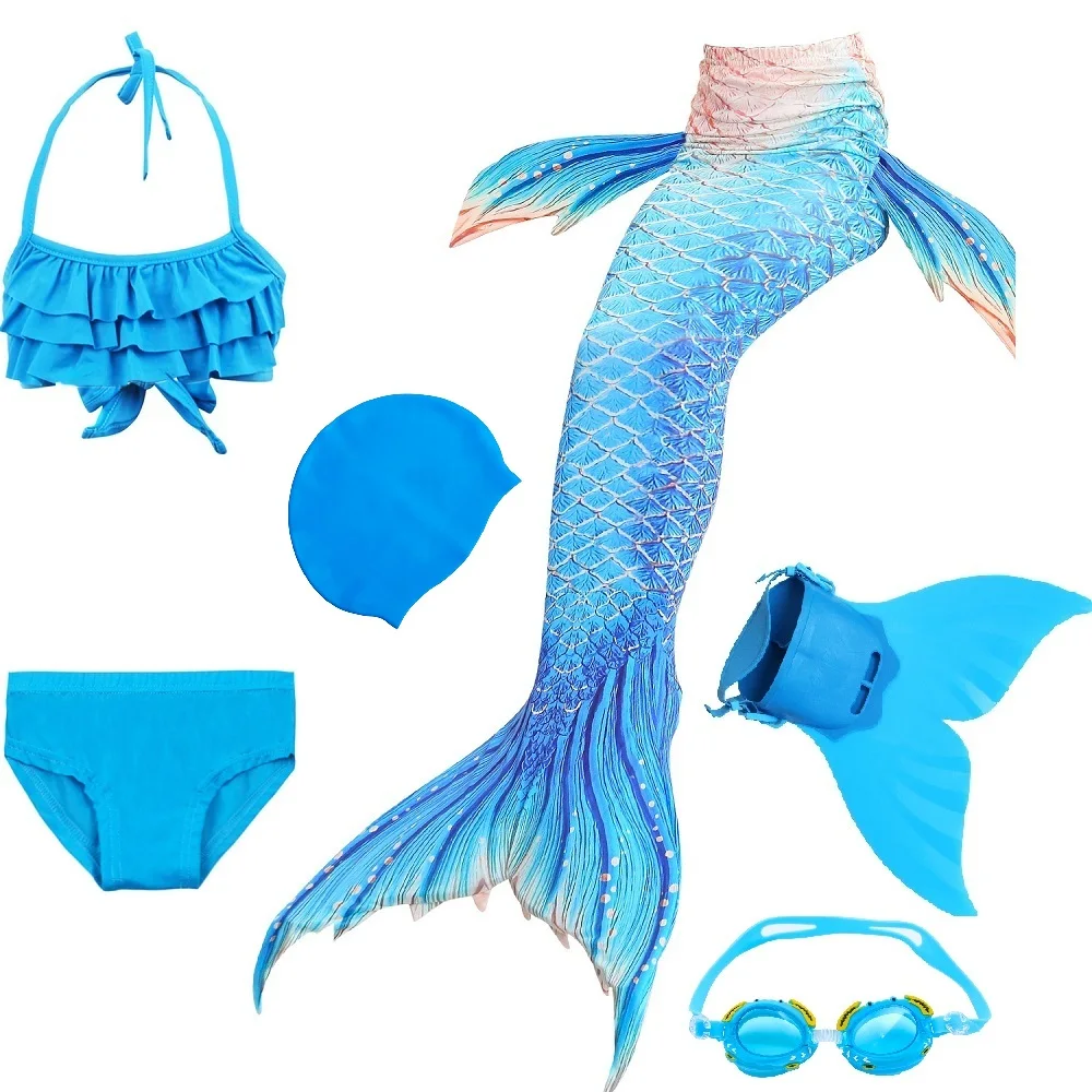 Hot Girls Mermaid Tail With Monofin For Swim Mermaid Swimsuit Mermaid Dress Swimsuit Bikini cosplay costume - Color: DH8946 set 4