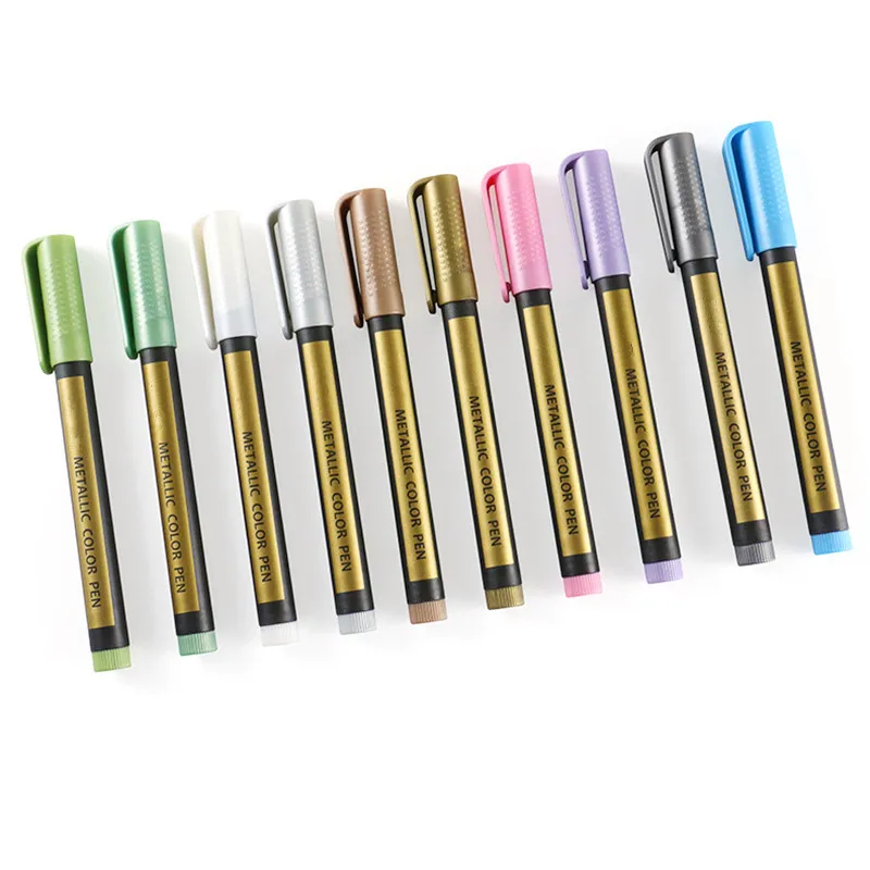 

10PCS Multicolor Metallic Markers Paint Pen Quick Drying Smooth Writing Drawing Calligraphy Pens DIY Photo Albums Paintbrush