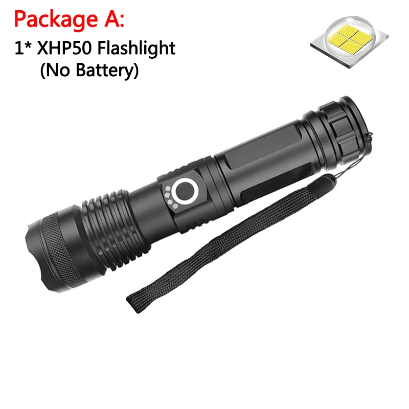 Package A Самая мощная лампа XHP70.2 самый мощный фонарик USB Zoom СВЕТОДИОДНЫЙ Фонарь XHP70 XHP50 18650 или 26650 батарея Лучший Отдых на природе - Испускаемый цвет: Package A
