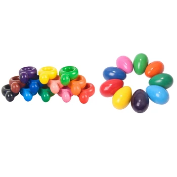 

1 Set 9 Colors Crayons Non Toxic Paint Crayons Egg Washable Sticks Stackable Toys & 1 Set 12 Colors Paint Crayons for Babies, Ri