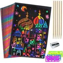 1 Набор, волшебная Красочная доска для рисования, бумага для рисования, выскабливание, Детские обучающие игрушки, рисование, каракули, царапины, игрушки