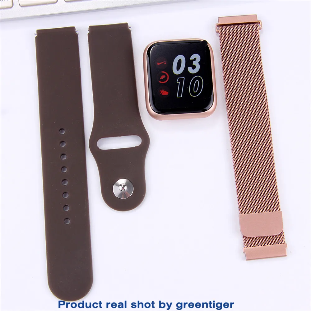 Greentiger Смарт-часы для женщин IP68 водонепроницаемый монитор сердечного ритма кровяное давление полный сенсорный экран P80 smartwatch VS P68 B57 S226