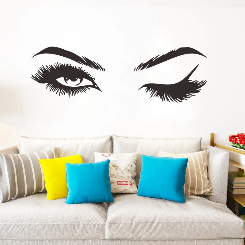 

Sexy beauty blinking eyes closed beautiful eyelash wall stickers bedroom living room girl room decoration wall stickers
