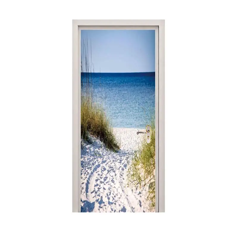 

1pcs Sticker Renovation Removable Waterproof 3D PVC Beach Door Sticker Grass Door Sticker For Store Hotel Home