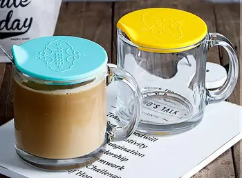 

Double Wall Glass Mug Coffee Lid Cover Small Cute Korean Reusable Mug Stirring Milk Tazas Para Cafe Kitchen Dining Bar KK60MK