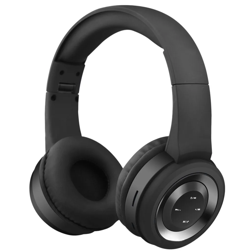 Ouhaobin беспроводные наушники Bluetooth гарнитура Hi-Fi стерео звук на ухо с микрофоном для смартфона для путешествий - Цвет: BK