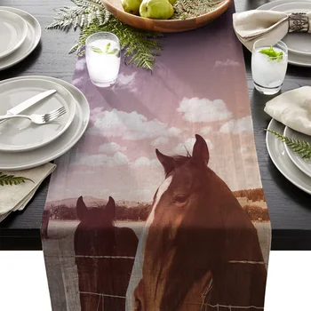 

Funny Animals Horse Table Runner Table Flag Home Party Decorative Tablecloth Table Runners for Wedding