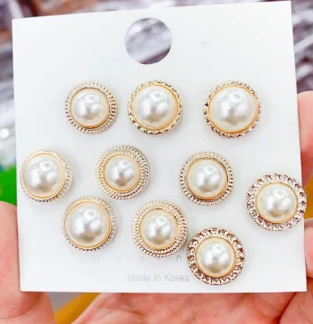

Hot 10pcs Button Brooch Set Imitation Pearl Rhinestones Pin Coat Clothes Accessories Gift Prevent Exposure Brooches for Women