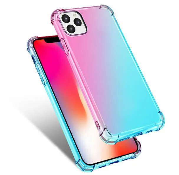 Противоударные градиентные мягкие чехлы из ТПУ для Iphone 11 Pro XR XS MAX X 8 7 6 5s SE четыре угла подушка безопасности воздушная сумка анти шок 100 шт