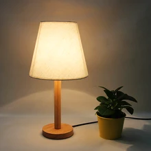 Деревянная настольная лампа, простой светильник для чтения, настольный декоративный светильник, Настольный светильник, тканевый абажур, деревянная основа E27, простая Лучшая цена