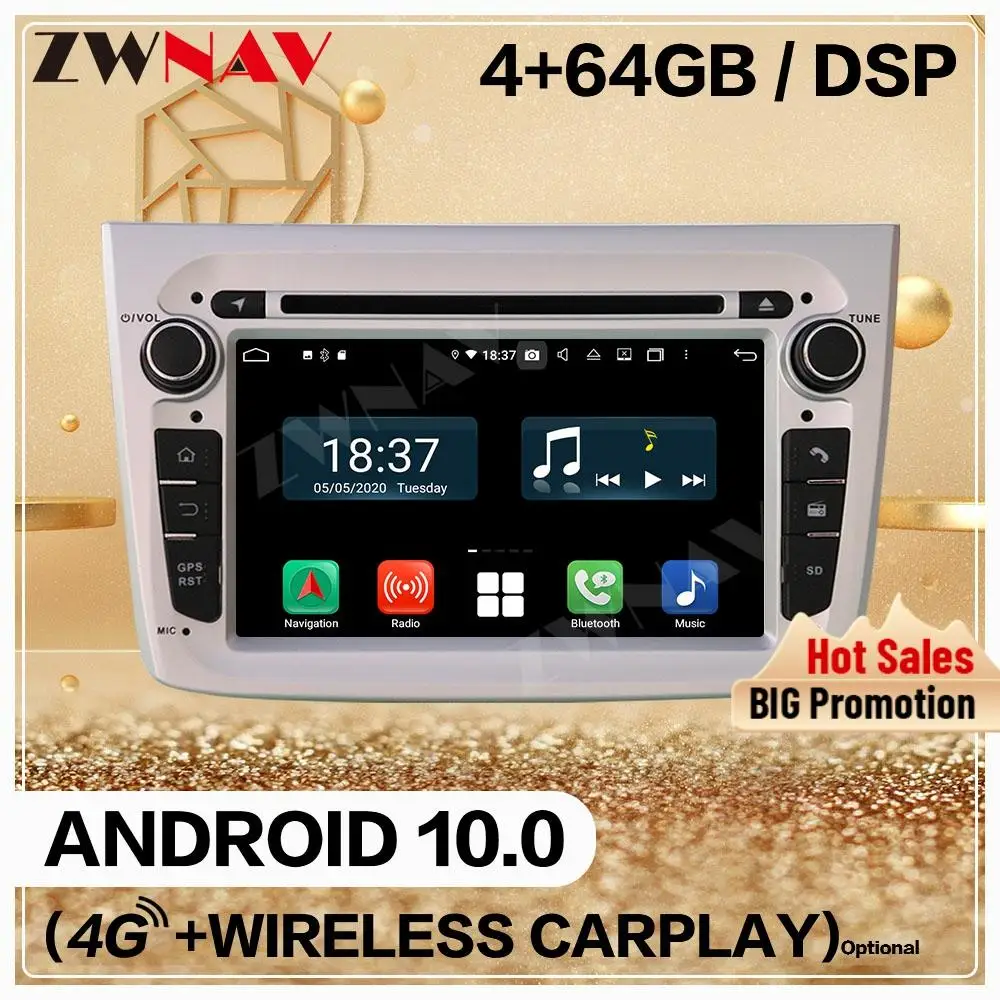 Автомобильный мультимедийный плеер 4 + 128G для Alfa Romeo Android 10 0 DSP экран видео аудио