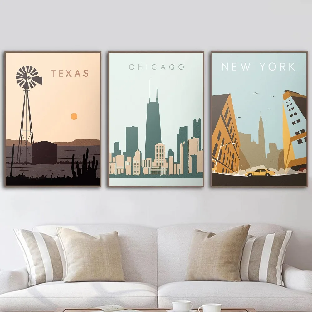 Nordic-Vintage-Travel-Cities-Poster-New-York-San-Francisco-Chicago-Texas-Landscape-Art-Canvas-Painting-Wall (1)