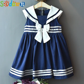 

Sodawn Girl Dresses 2020 Summer Style New College Style Children Clothing Sleeveless Bow Toddler Kids Dress