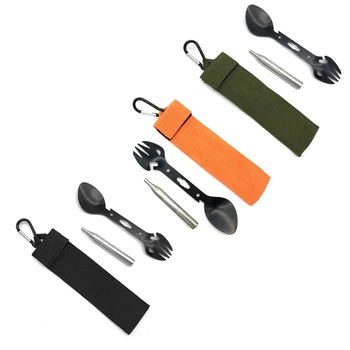 

5 in 1 Outdoor Spoon Fork Knife Set Whistle Camping Survival Tool Hiking Hunting EDC Survival Multifunctional Safety Utensil