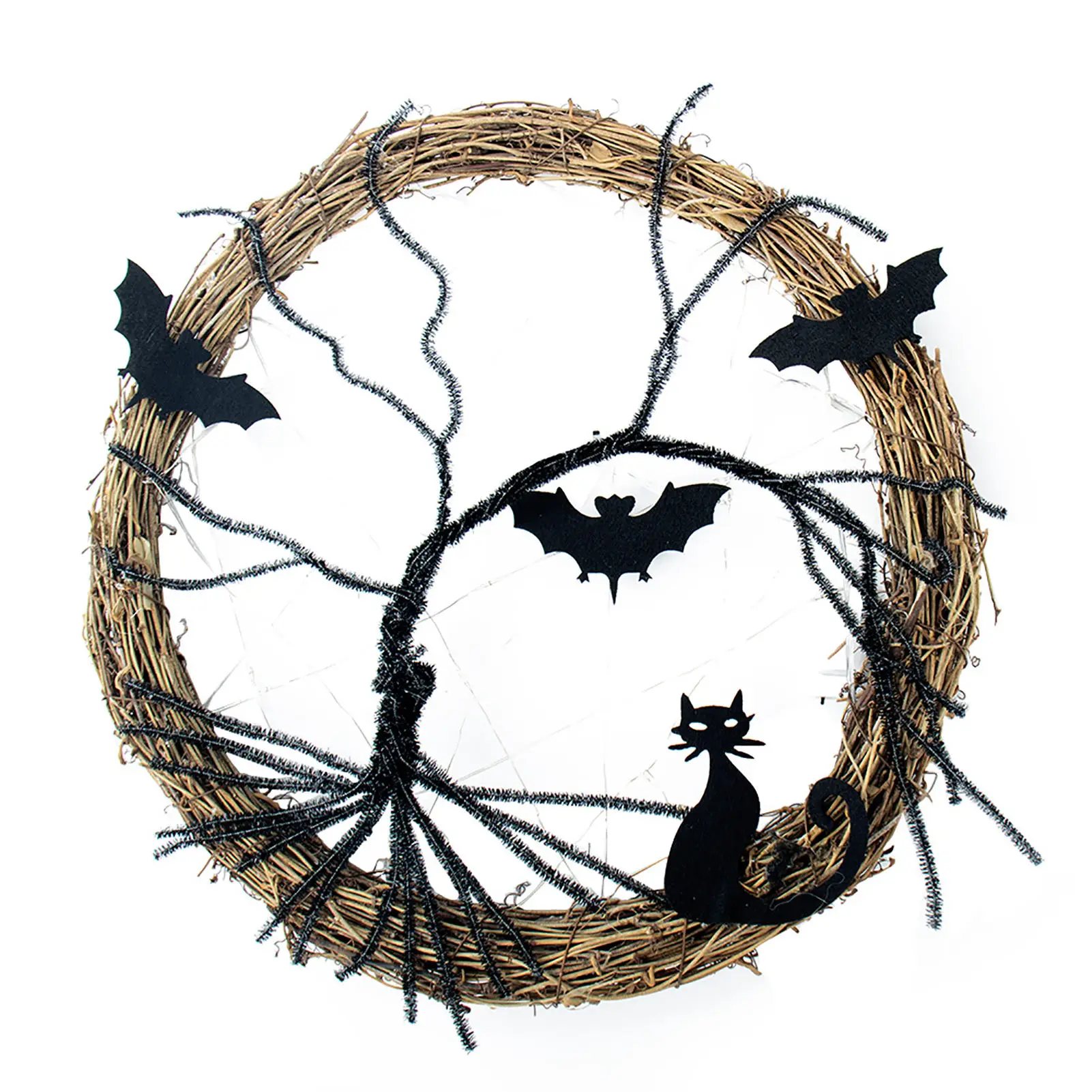 

Horror Wreath With Light Glowing Rattan Wreath Door Decor Glow In The Dark Door Knocker Bat Wreath Halloween Home Fashion