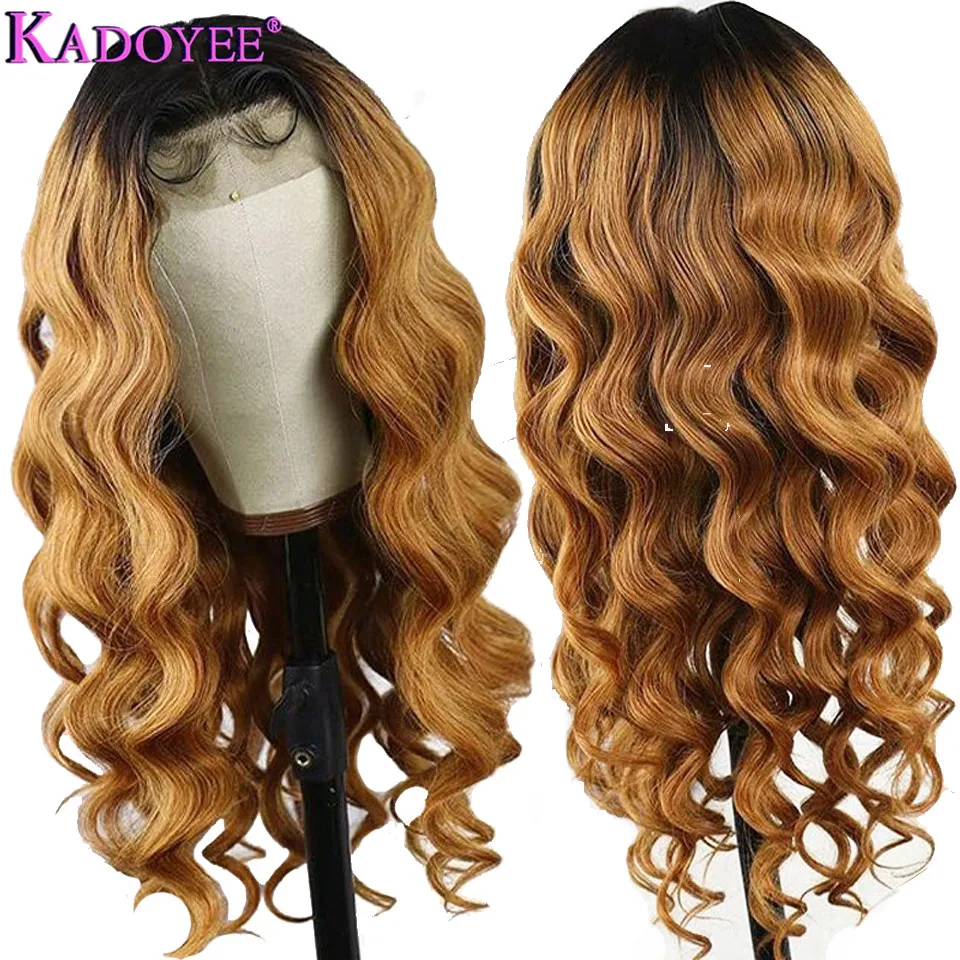 13x4 Body Wave Honey Blond Ombre Color Wig 150% Lace Front Human Hair Wigs for Women Brazilian Remy Hair Wig Pre-Plucked 8"-26"