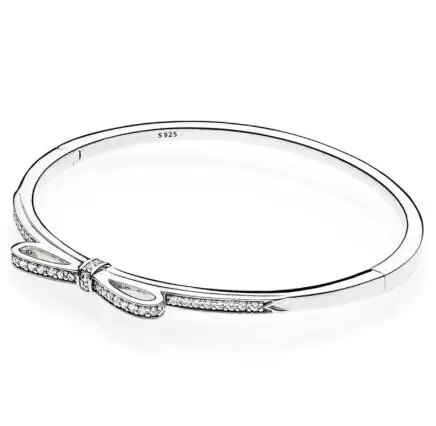 925 пробы Серебряный качественный сверкающий бант с кубическим цирконием браслет подходит для женщин шарик Шарм ювелирные изделия