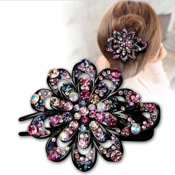 

1pcs Sunflower Three-tooth Clip 5 Colors For Choice Acrylic Diamond Back Head Grab For Elegant Women Girls Hair Accessories