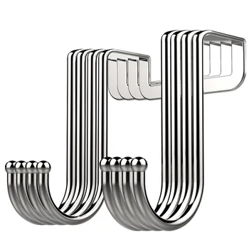 

Door Hook S Shaped Heavy Duty for Hanging - Single Hook Loads Up to 50Lbs for Kitchen, Bathroom, Bedroom and Office 4PCS