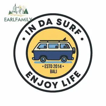 

EARLFAMILY 13cm x 12.9cm for In Da Surf Enjoy Life Funny JDM Car Stickers DIY Anime JDM Accessories 3D Waterproof Graffiti Decal