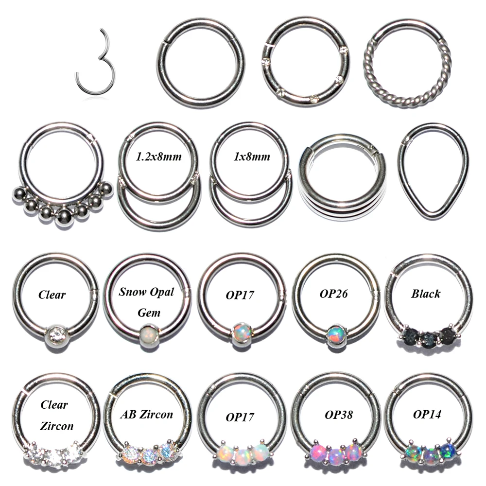 1PC Stainless Steel Septum Clicker Hoop Ring Nose Labret Ear Tragus Cartilage Daith Helix Earring Stud Body Piercing Jewelry | Украшения и