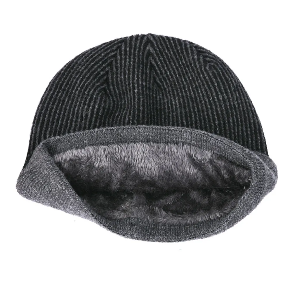 Men Women Thicken Warm Crochet Winter Knit Skull Slouchy Caps Hat Unisex Plus Velvet Warm Hat Knitted Winter Hat Solid