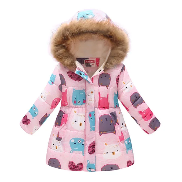 Куртки для девочек г. Осенне-зимние куртки для девочек детские теплые шапки пальто куртки для девочек и детские пальто - Цвет: Pink