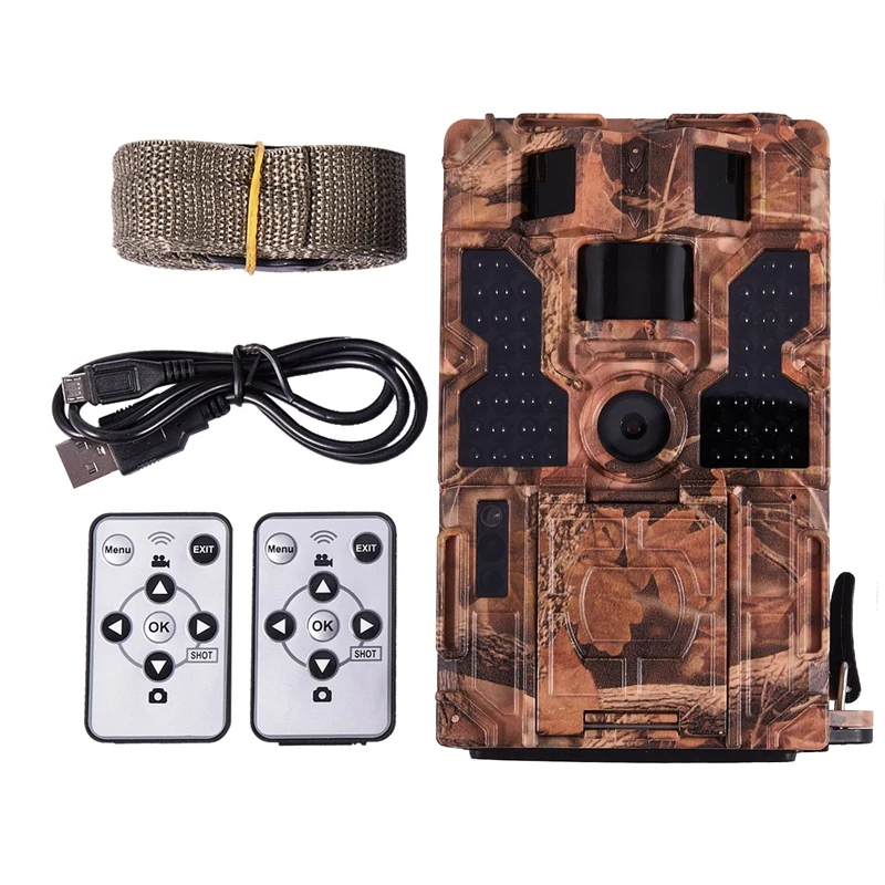 20MP 30ftp HD 1080P Trail Camera 48pcs LEDs IR Night Vision Waterproof Hunting Camera 2inch LCD Wildlife Camera for Home Securit